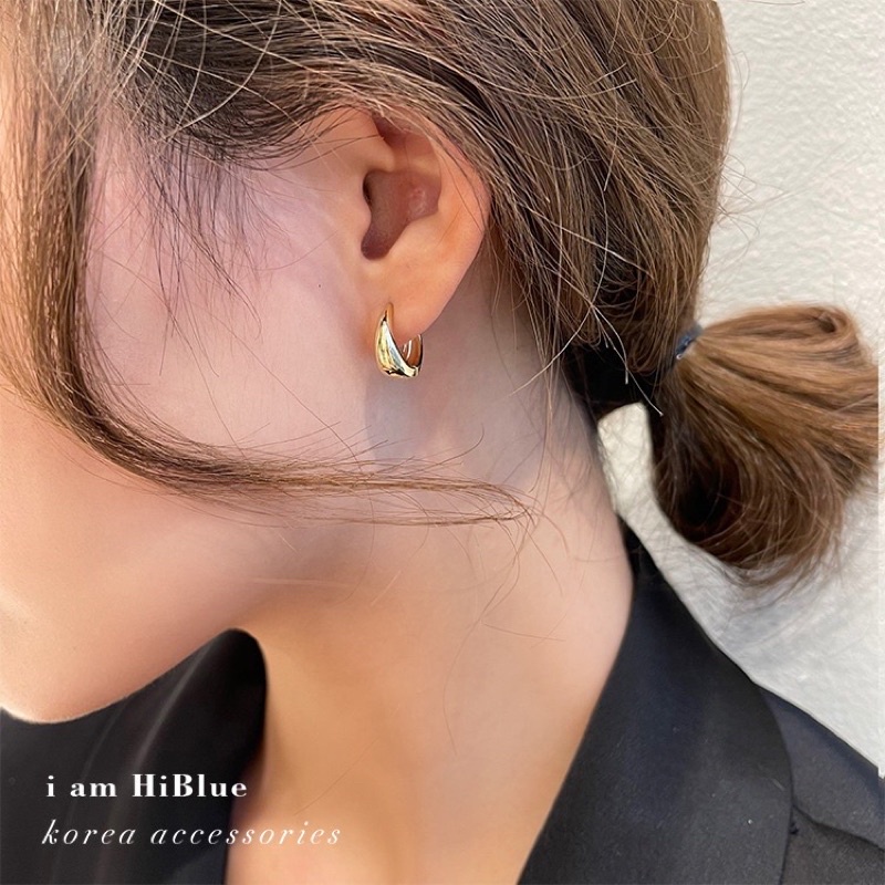 {BISA COD} SEPASANG ANTING WANITA BULAT ELEGAN SILVER ANTING KOREA