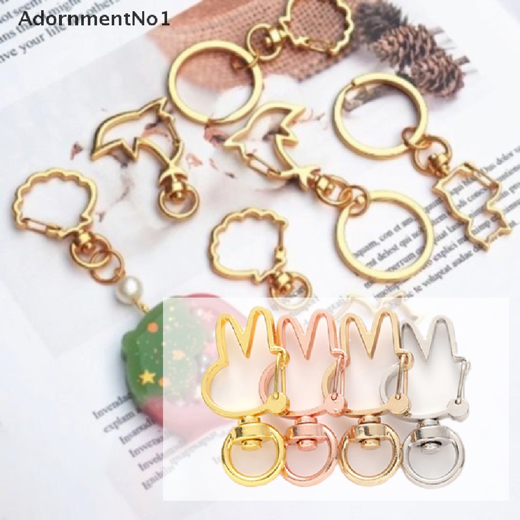 (AdornmentNo1) 10pcs / Set Gantungan Kunci Bentuk Kelinci Aksen Hollow Untuk Aksesoris DIY