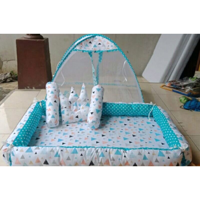 KASUR BAYI TENDA SET BEDCOVER/SELIMUT-Segitiga+bedcaver