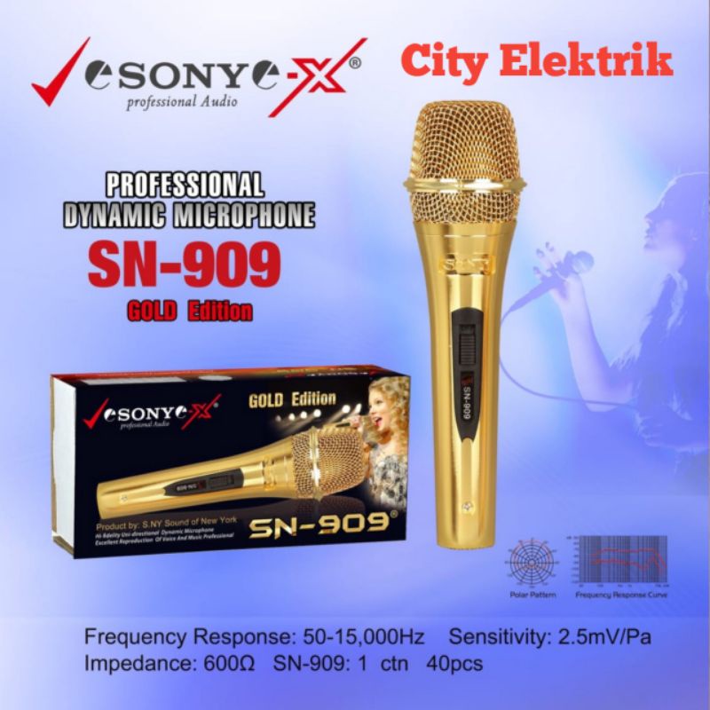 MIC KARAOKE SONY SN - 909 GOLD EDITION / MICROPHONE KABEL / MIC KABEL SONY SN 909 GOLD EDITION