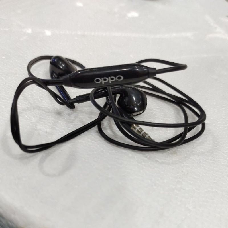 Hf handset handsfree earphone Oppo copotan original (Hitam)