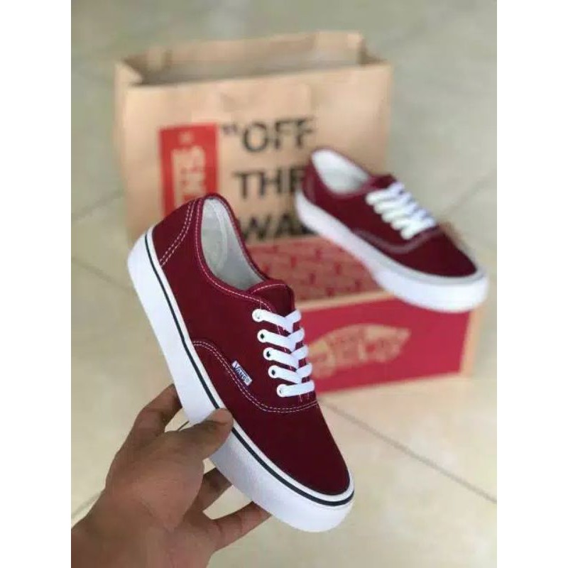 SEPATU VANS AUTHENTIC MAROON CLASSIC 100% BNIB IMPORT WAFFLE IFC MADE IN CHINA