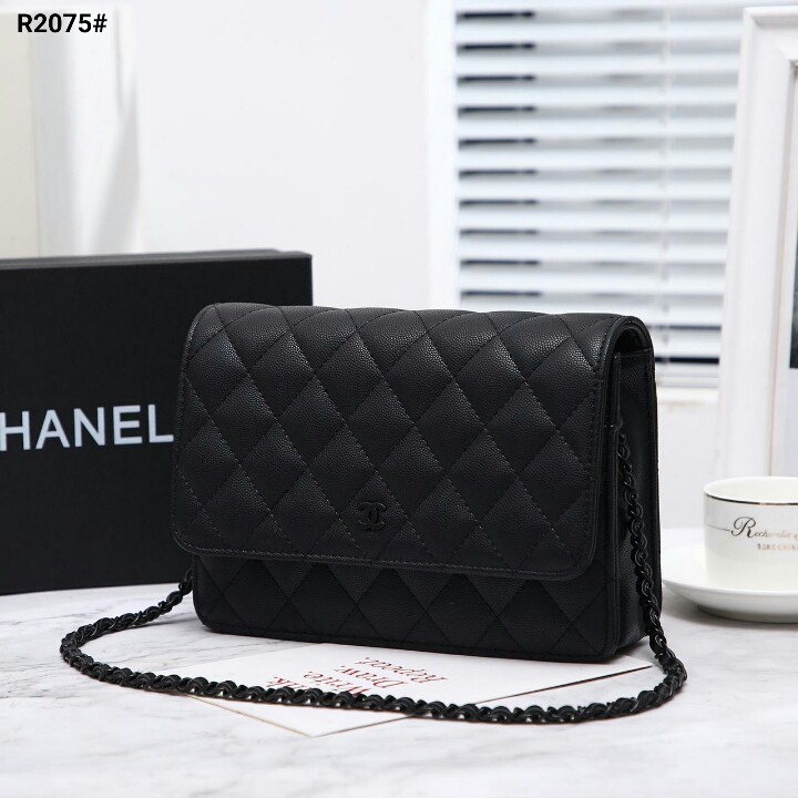Tas Wanita Chanel Woc Wallet On Chain 23cm Caviar Leather R2075