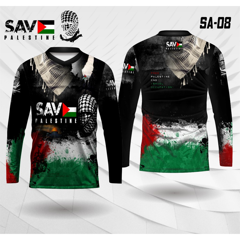 Jersey free palestine end israel occupation kaos save palestina baju islami lengan panjang