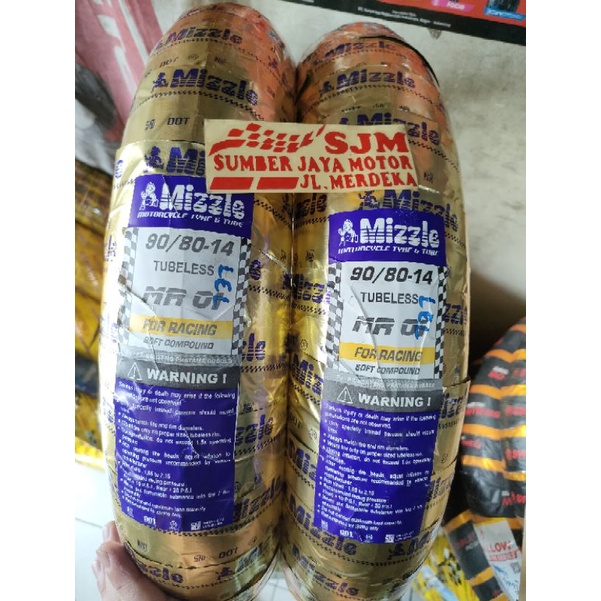 Mizzle MR01 ring 14 sepasang ukuran 90 80 rata ban mizzle MR01 soft coumpon road race 90/80-14 sepas