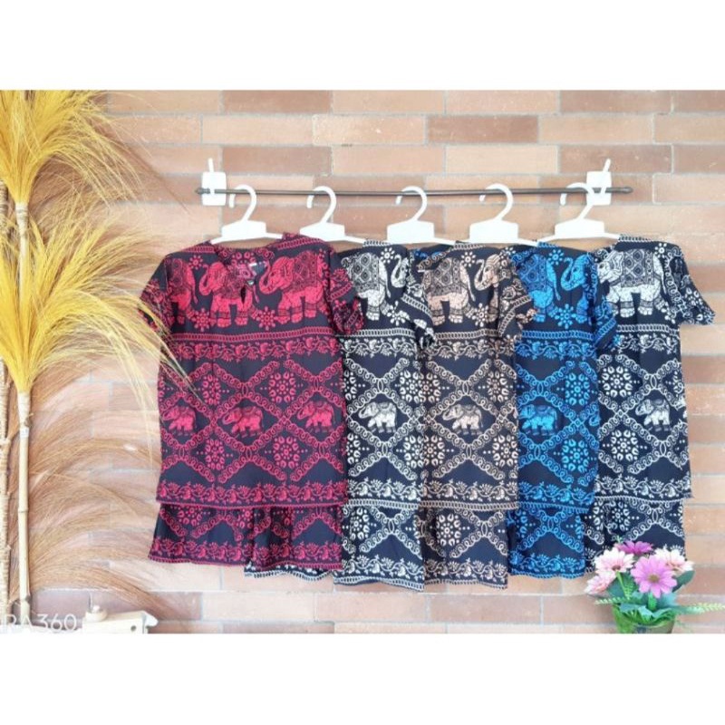 [PUSAT KULAKAN] SETELAN ANAK RAYON MOTIF GAJAH THAILAND