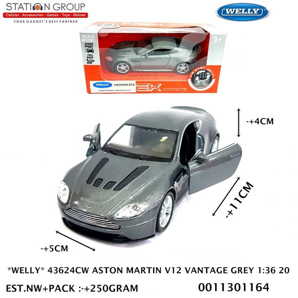 WELLY 43624CW ASTON MARTIN V12 VANTAGE GREY 1-36 20 - DIECAST
