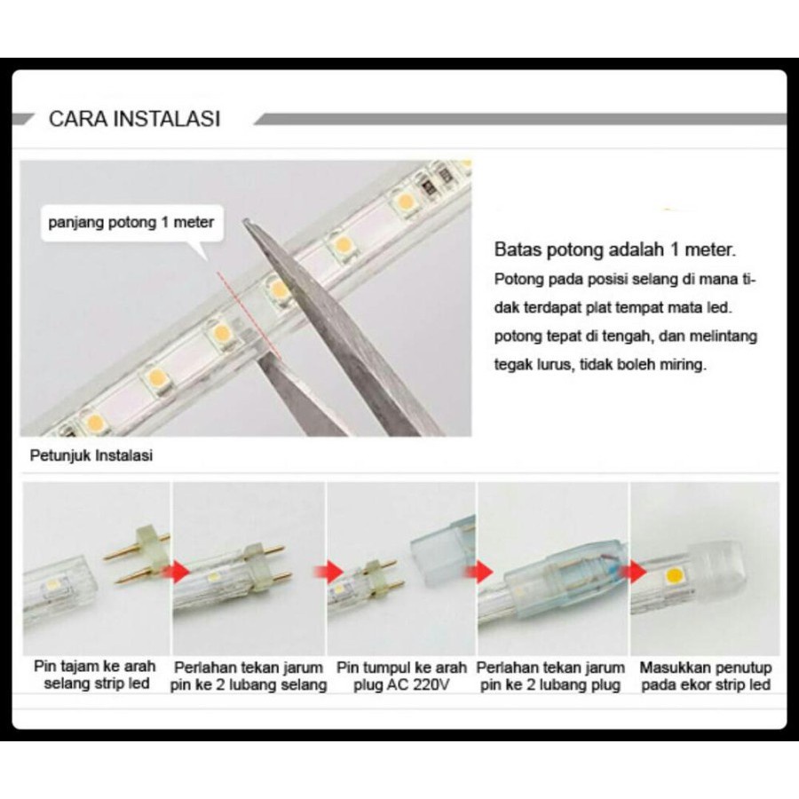 MIIDOSO LAMPU LED STRIP SELANG 5050 SMD AC 220V METERAN OUTDOOR AND INDOOR LAMPU PLAFON LAMPU HIAS