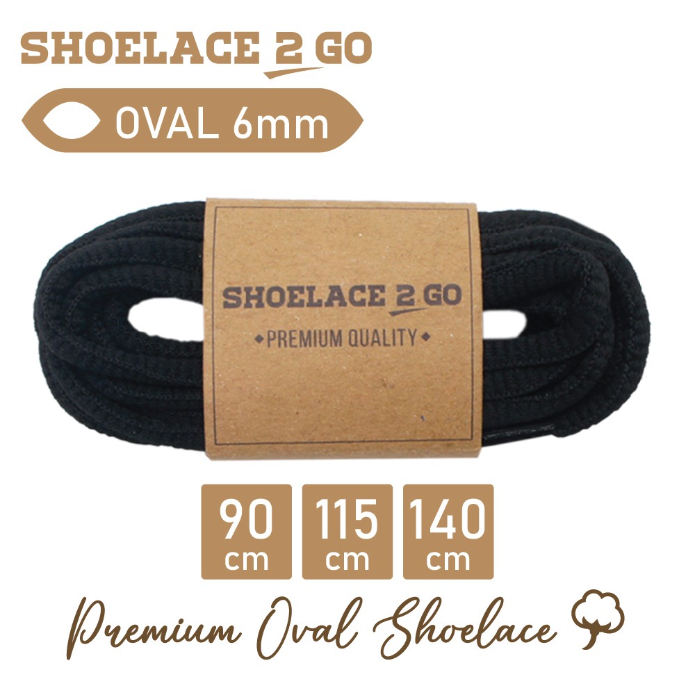 SHOELACE 2 GO PREMIUM TALI SEPATU LONJONG OVAL - SO6 - B1 - BLACK - 6MM