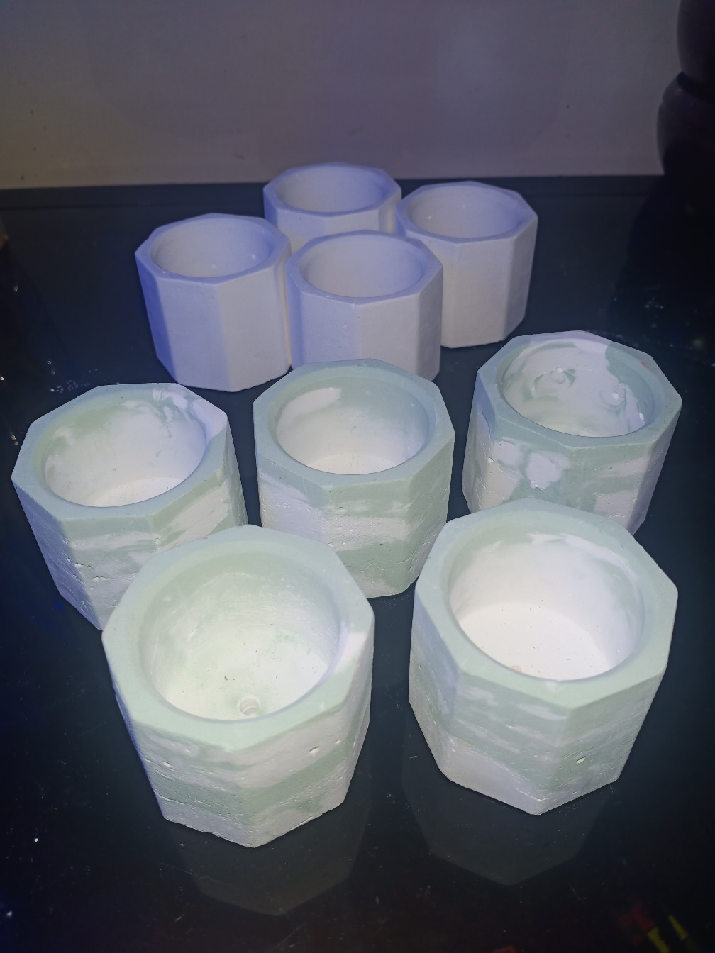 Pot Mini Marble Putih Hijau | Pot Sukulen