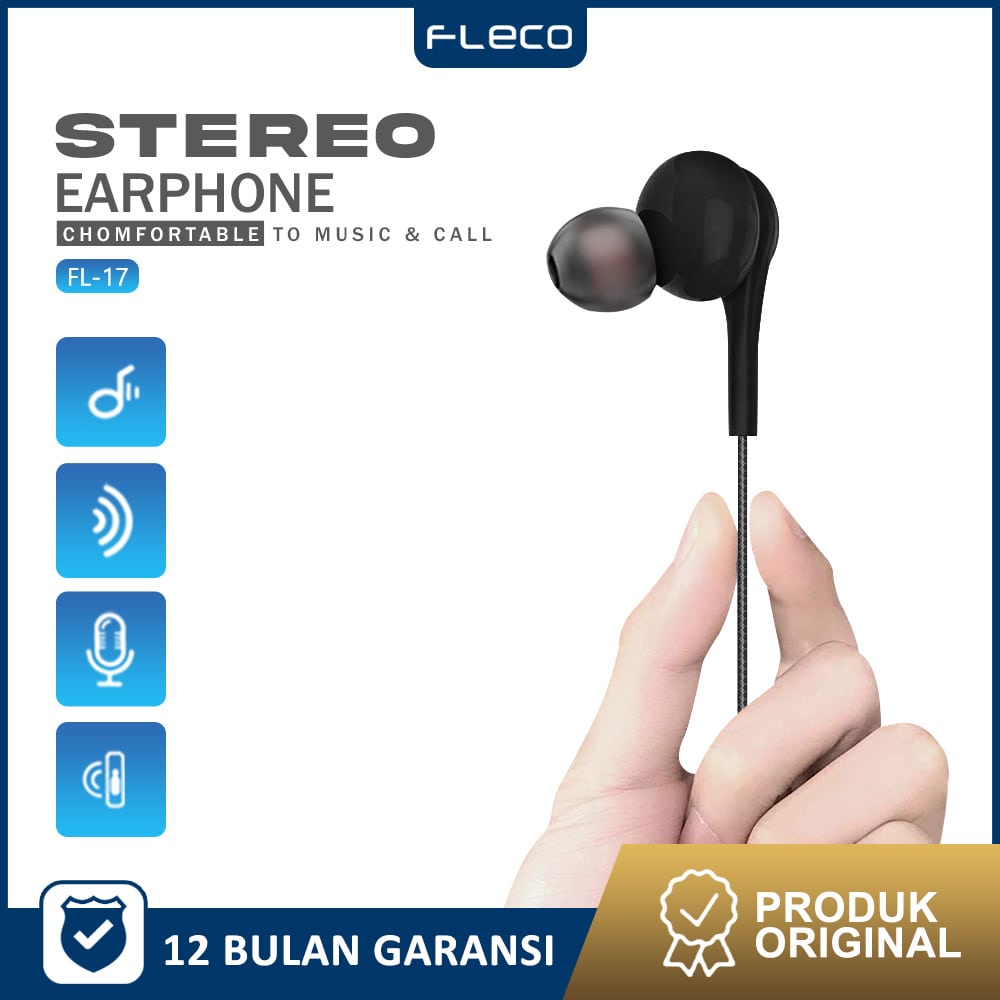 Headset Earphone Handfree Super Bass FL-17 FLECO BLACK SERIES