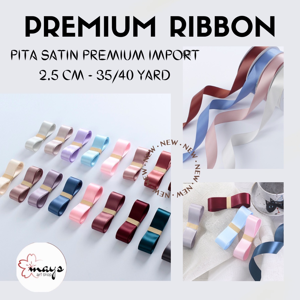 

[Roll] Pita Satin 2.5 cm Premium Quality +/- 36.5 meter - Gift Ribbon 40 Yard Lebar 2,5 cm 1 Roll - Pita Kado Bunga Buket Flower Bouquet Korean 2.5cm / 2,5 cm x 35-40 yard Murah