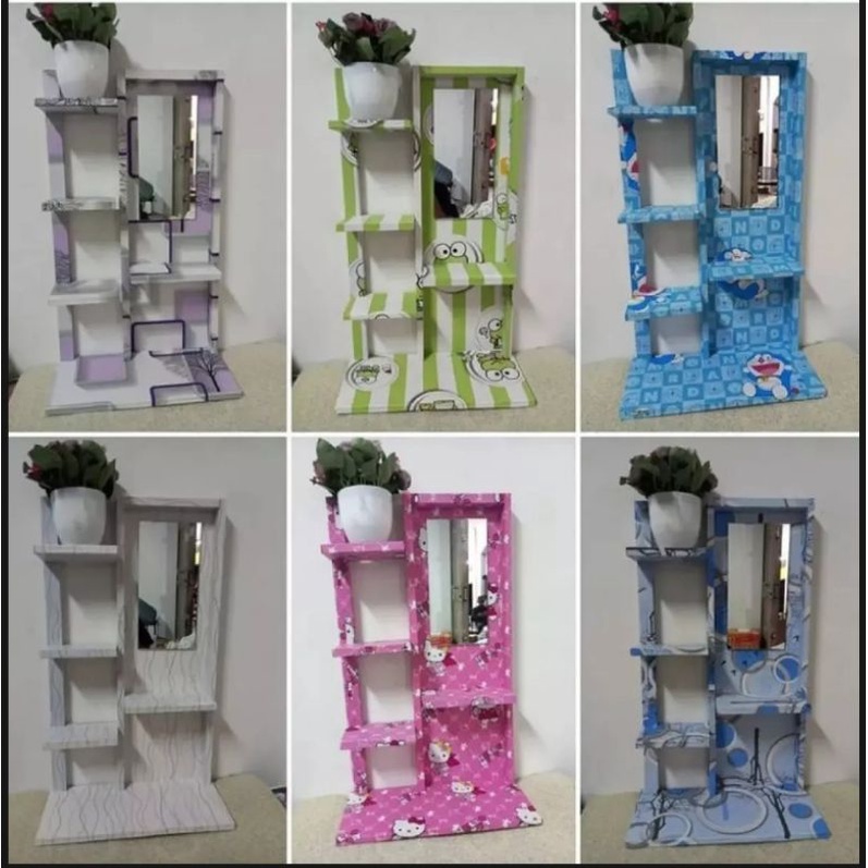 Rak rias kaca kosmetik dinding rak makeup gantung