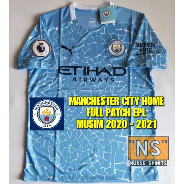 Jersey Manchester City Home Full Patch Epl Liga Inggris Musim 2020 2021 Shopee Indonesia