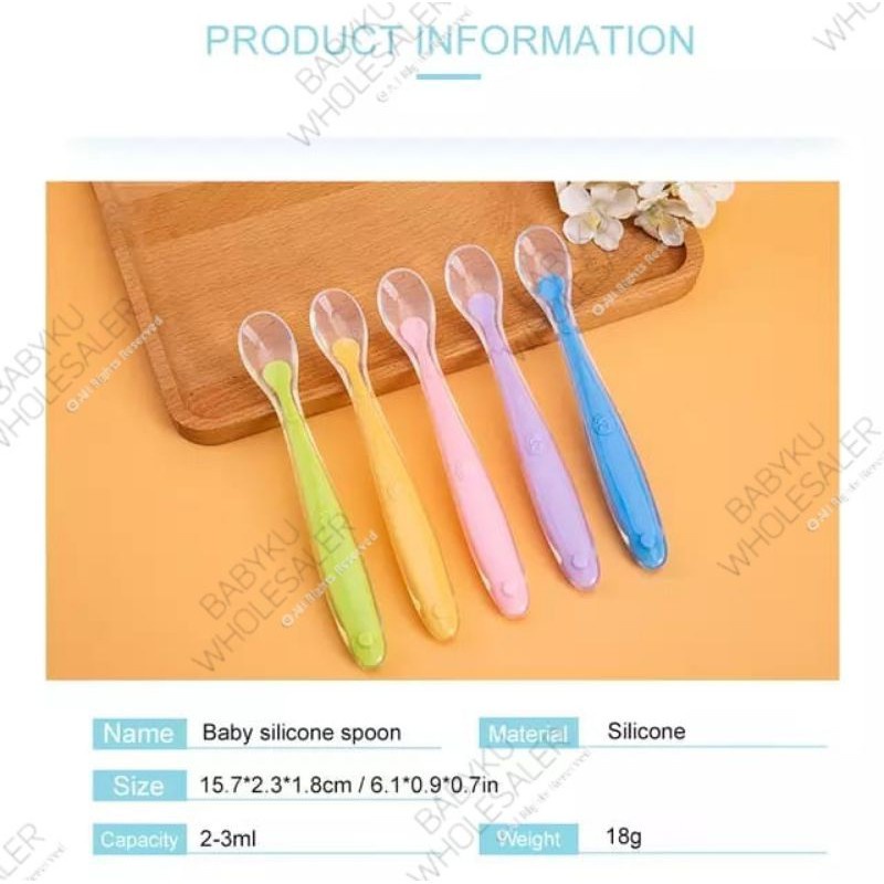 Sendok makan bayi silikon lentur / baby safety spoon