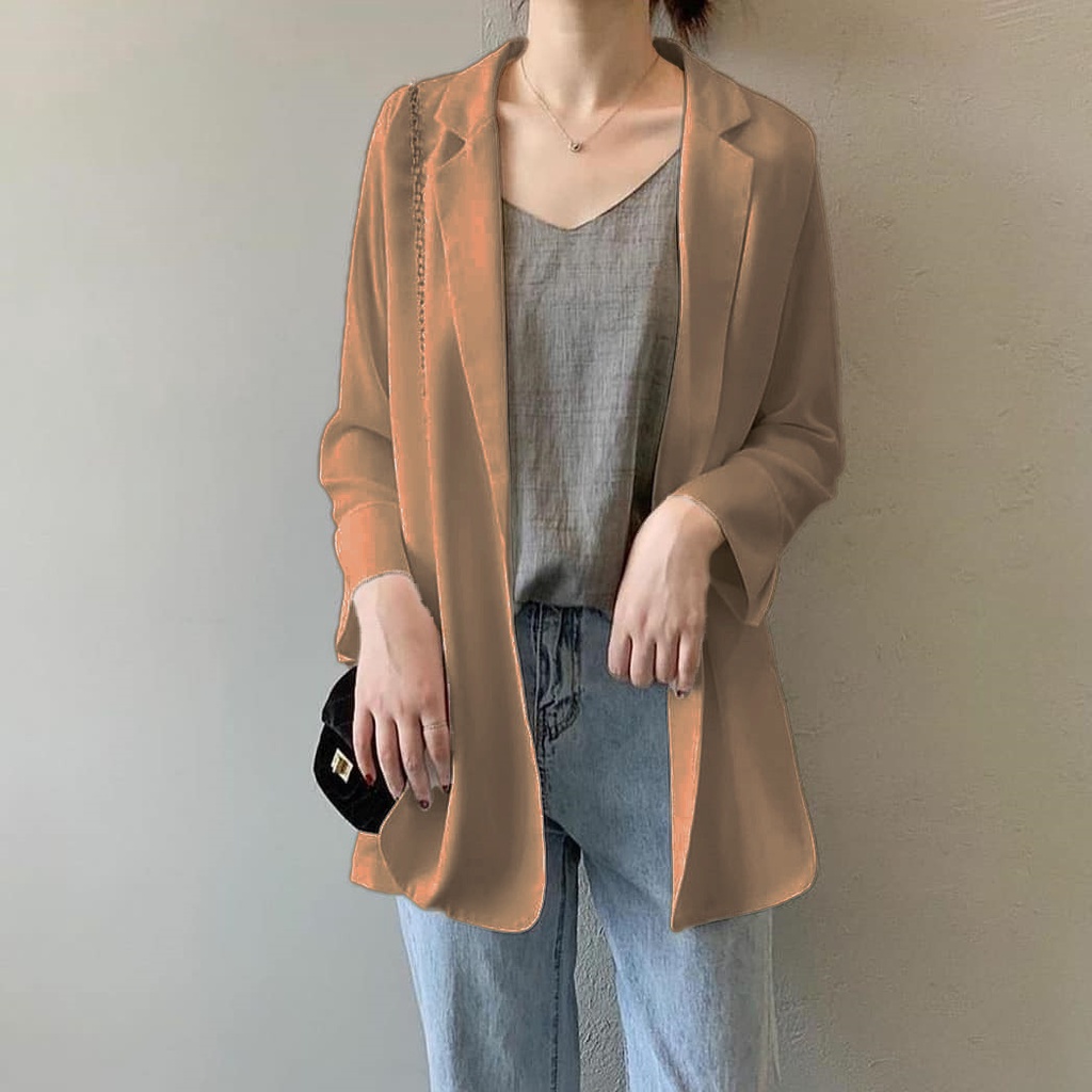 Blazer Wanita Korea / Blazer Basic Plain Korean Style / Blazer Tangan Panjang Wanita