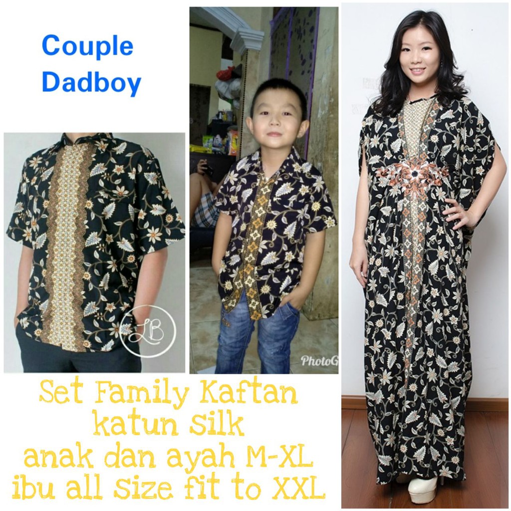 SB Collection Couple Family Allura Dress Maxi  Kaftan Jumbo Dan Kemeja Anak Ayah Batik Pria