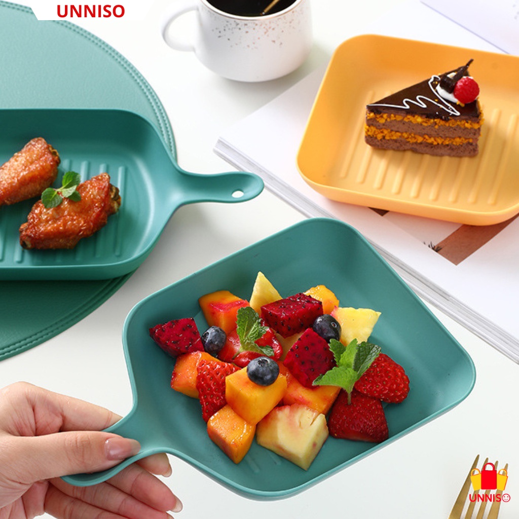 UNNISO -  Piring Saji Plastik Nordic Style Plate Handle