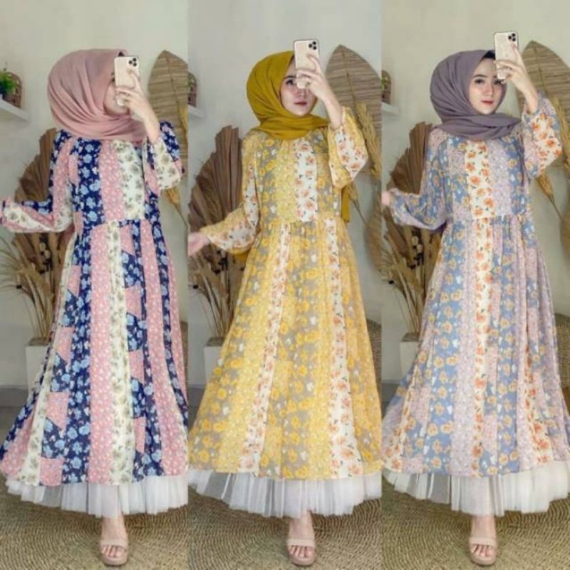 maxy import bangkok korea / dress bunga flower floral garden / maxi dress korea gamis impor premium