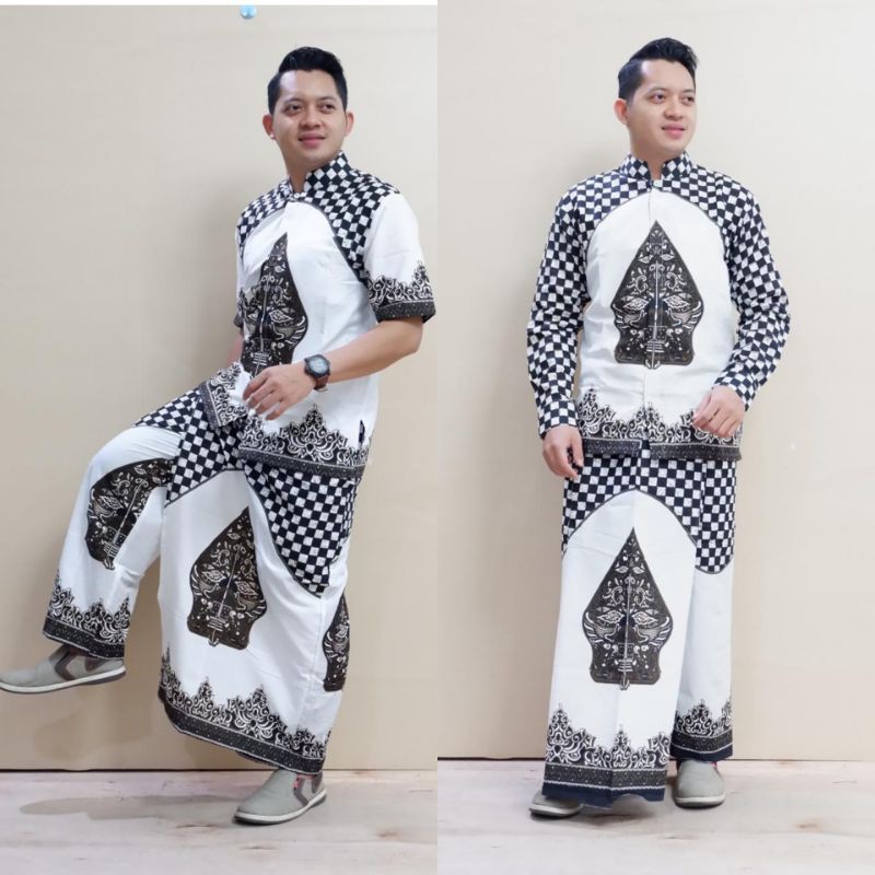 Gunungan / Setelan Celana Sarung Batik / Setelan Sarung Kemeja Batik / Sarcel Modern Kekinian