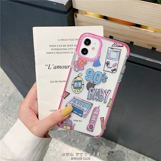 Soft iPhone INS pink label transparent TPU full Phone Case for IPhone