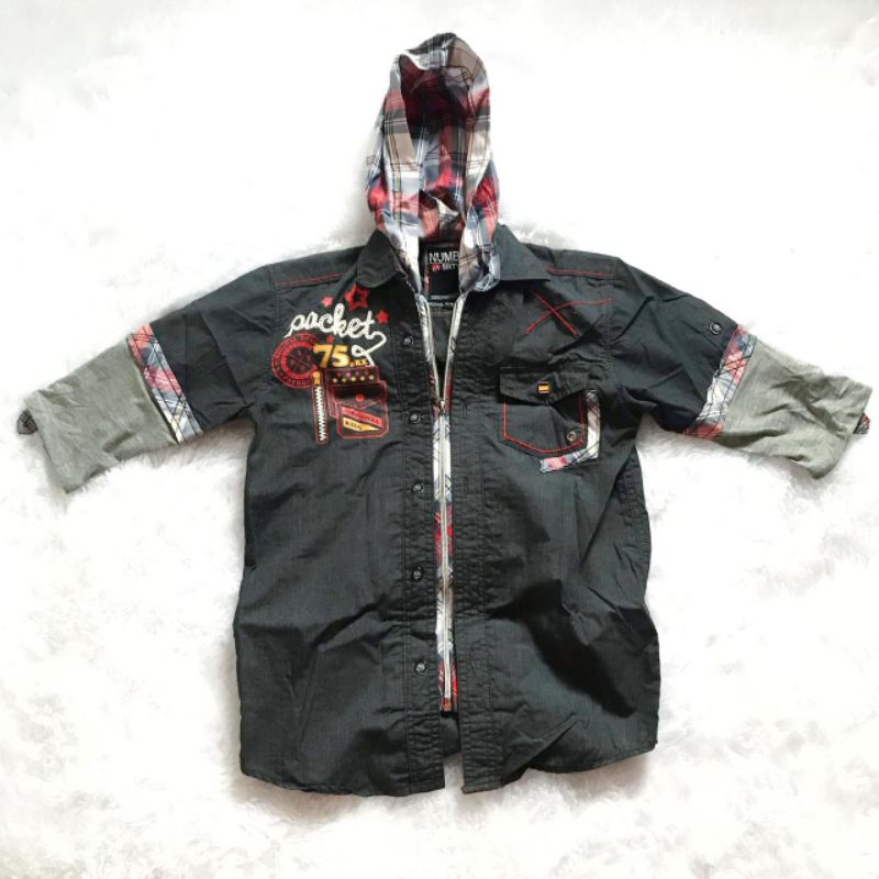 kemeja atasan baju anak laki laki hoodie number sixty one 6/6