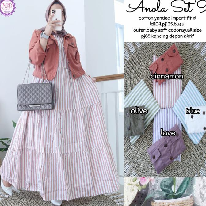 SUPER SALE Dress gamis wanita terbaru ocana maxy rayon adem combi cordurai halus - cinamon