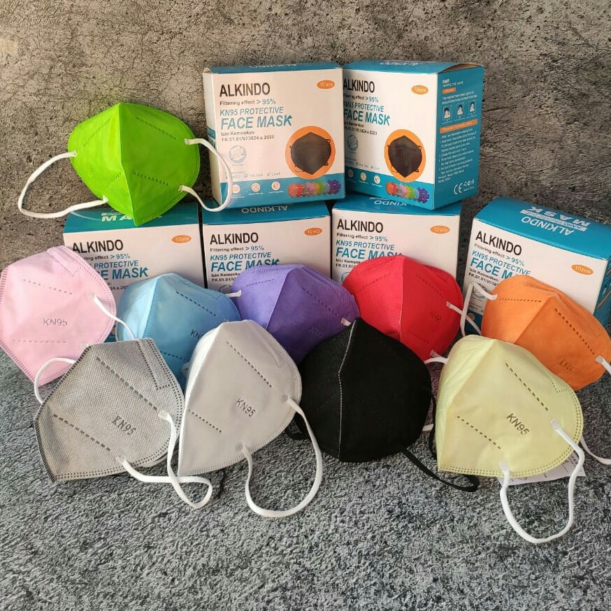 MASKER KN 95 KN95 5 PLY DISPOSABLE HITAM PUTIH BIRU PINK