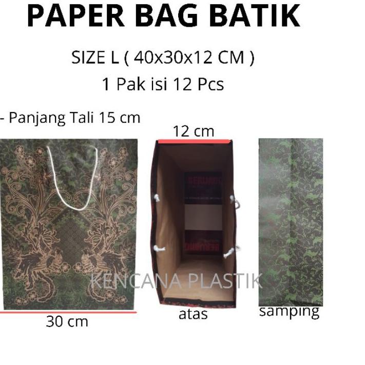 

Paper Bag Batik / Tas Kertas Batik size L uk. 40x30x12 cm isi 12 pcs