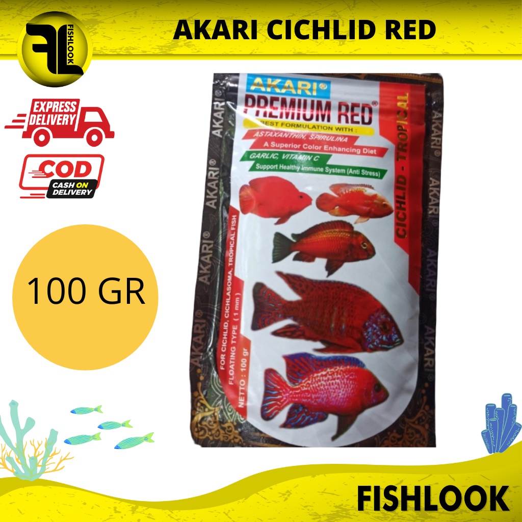 AKARI PREMIUM RED PAKAN IKAN CICHLID TROPICAL 100 GRAM