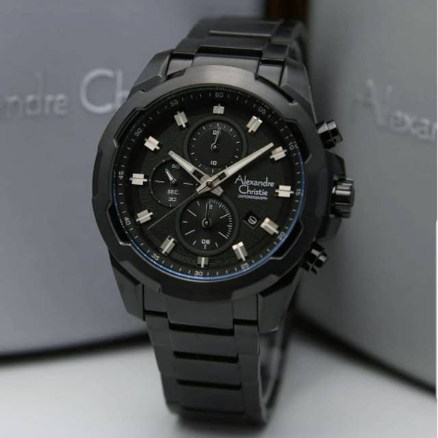 JAM TANGAN PRIA ALEXANDRE CHRISTIE AC 6523 FULL BLACK