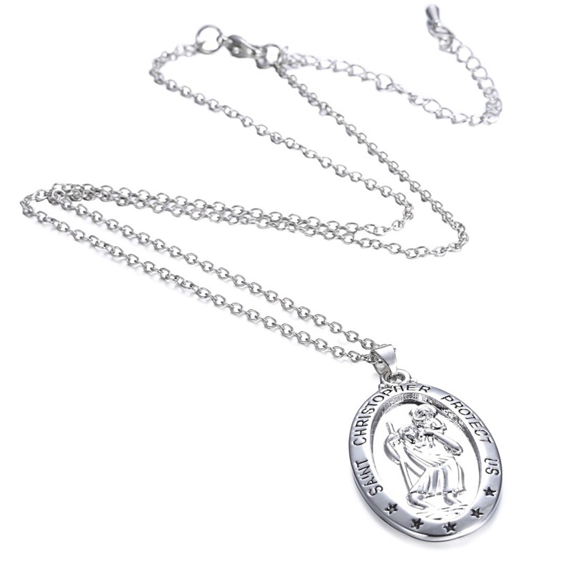 Kalung Liontin St. Christopher Bahan S925 Silver Gaya Vintage Untuk Pria Dan Wanita