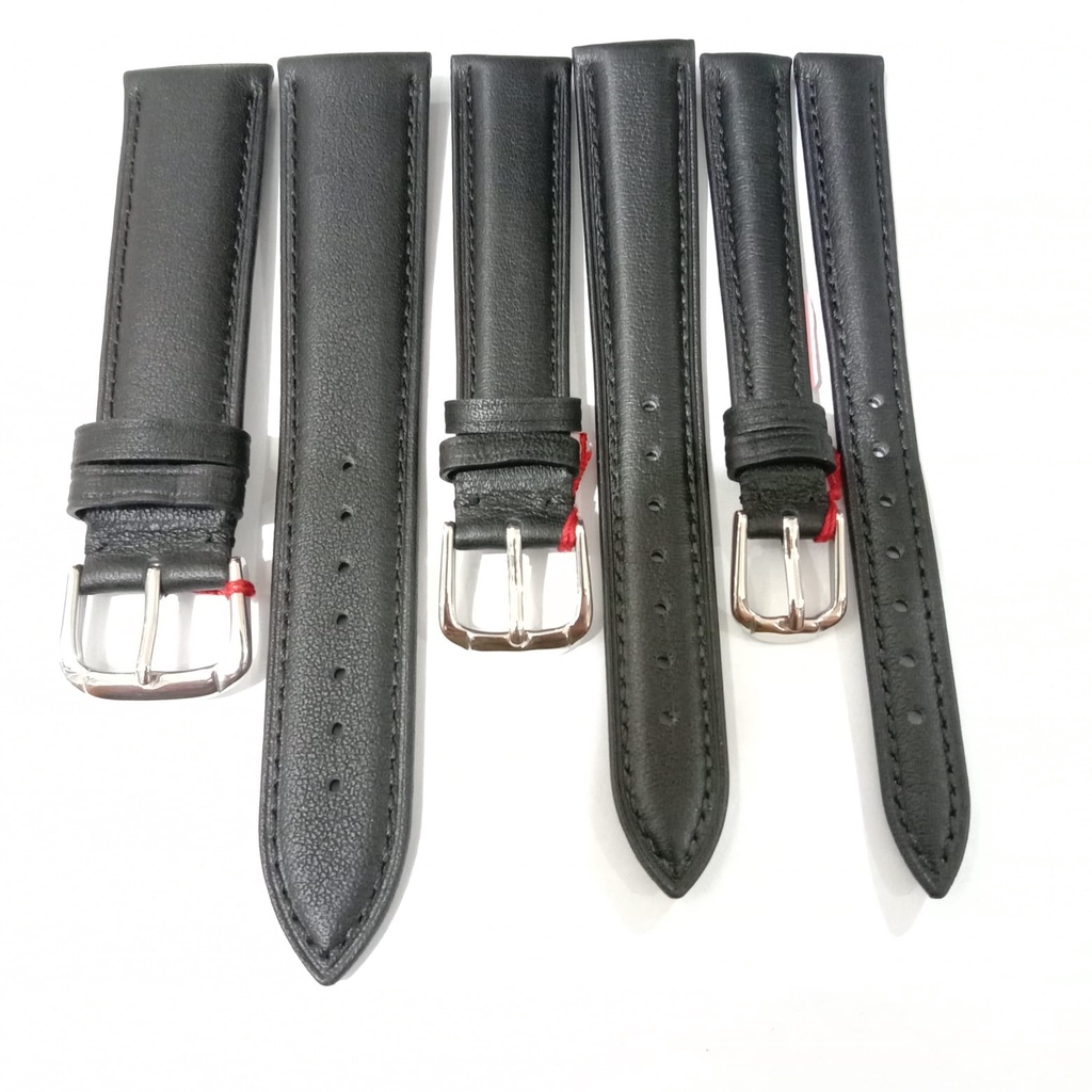 TALI KULIT JAM TANGAN STRAP WATCH ORIGINAL BLACK UKURAN 12 MM - 24 MM