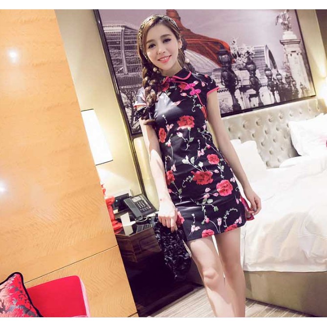 Cheongsam modern wanita dress cheongsam katun