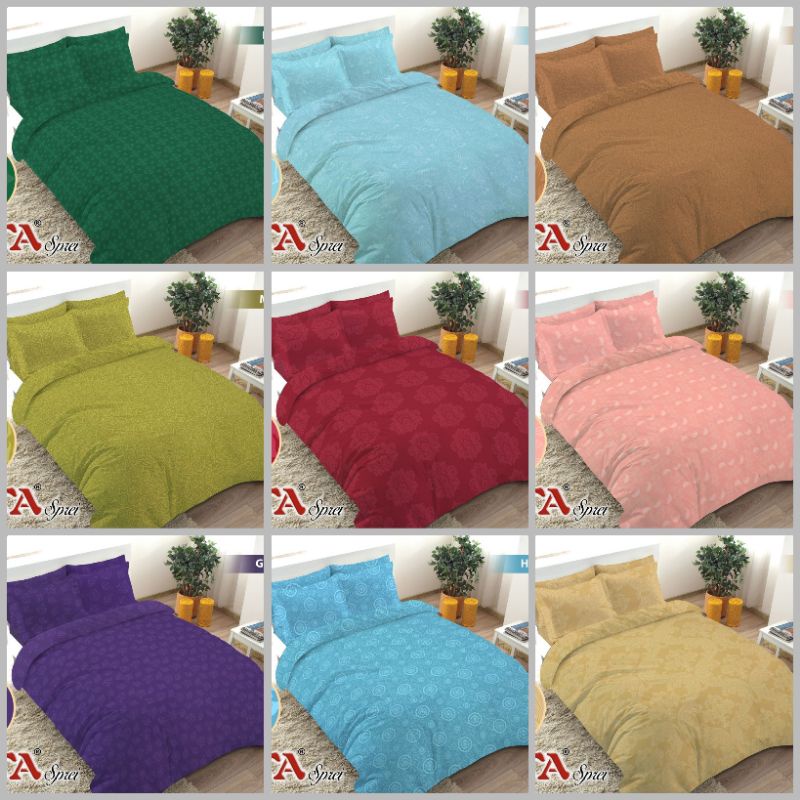 Bedcover Set Fata Jaguard Polos Emboss 120x200 / Bed Cover Set Fata Polos Single Varian Warna