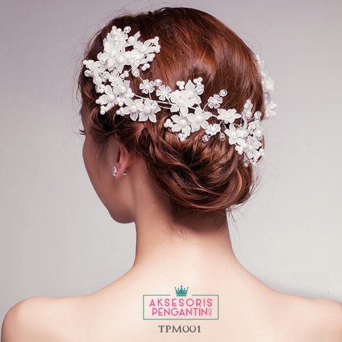 [BISA COD] CROWN WEDDING HEADPIECE HIJAB TIARA PENGANTIN WANITA PUTIH TPM001