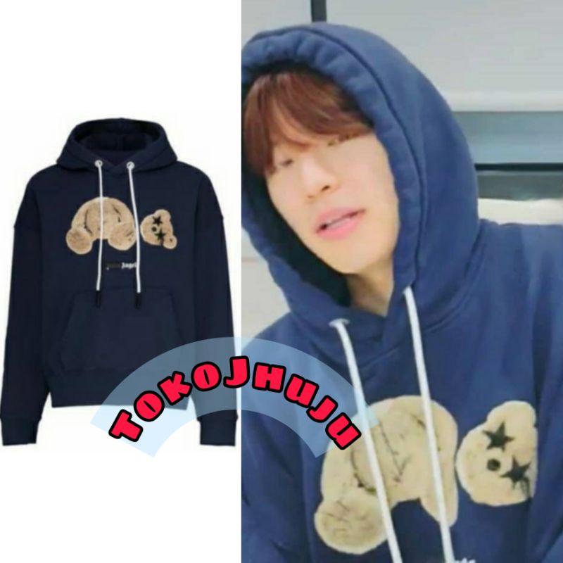 Jaket Hoodie Jumper Stray Kids Seungmin style Spray Bear Drop head