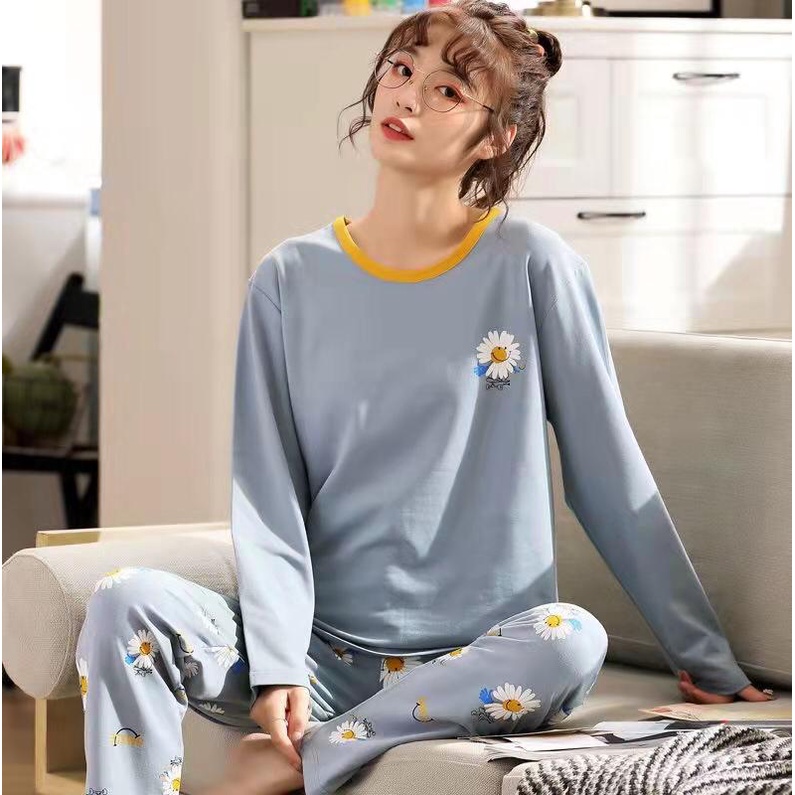 HS COD Piyama PP Kaos Premium Import Wanita / Stelan Baju Tidur Wanita Murah/ Baju tidur lengan panjang-11