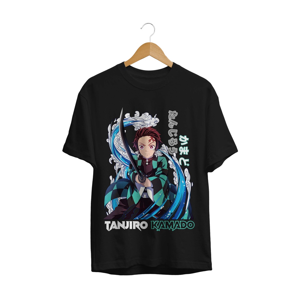 KAOS T-SHIRT ANIME KAMADO TANJIRO WAVE BLUE  MANGA JAPAN ORIGINAL DISTRO