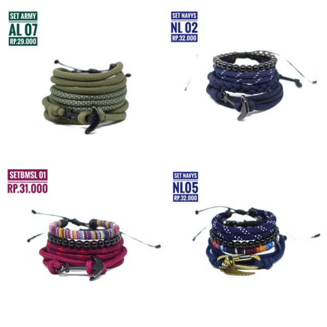 Advenlet - Gelang Paket Set  Navy/Army/Maroon Murah