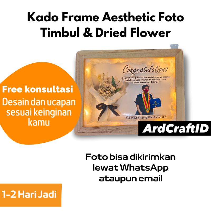 Kado Frame 3D Flower in Frame A4 untuk Wisuda, Ulang Tahun, Anniversary, dll