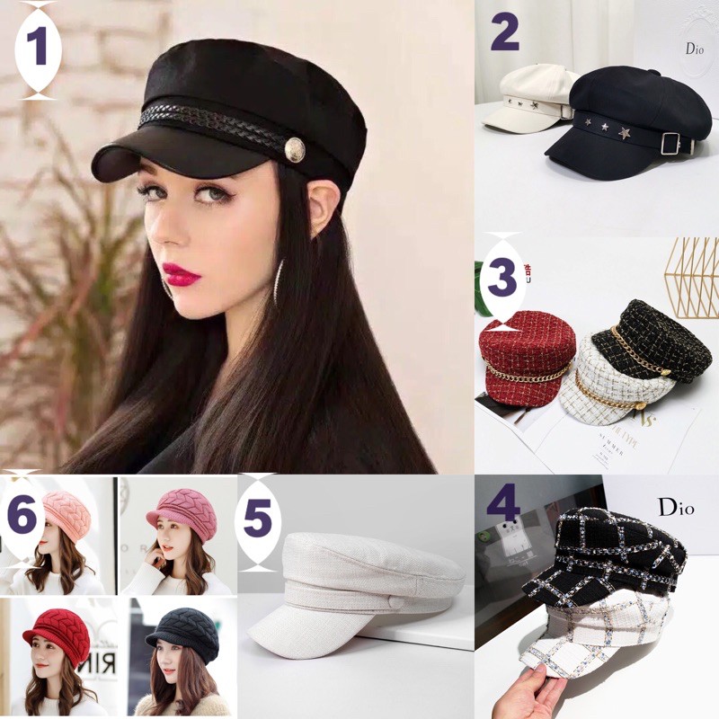 Topi Wanita Korea Fashion Oktagonal Wol Police-3