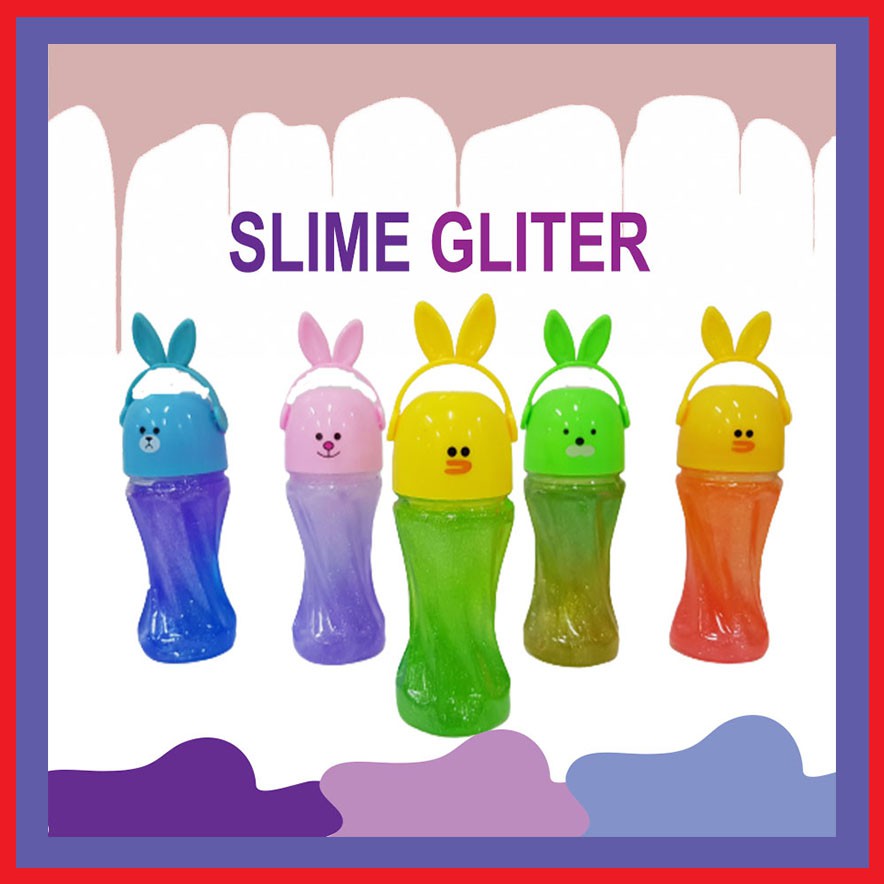 Mainan Slime Gliter Kelinci/ Slime Gliter/ Slime Botol Kelinci