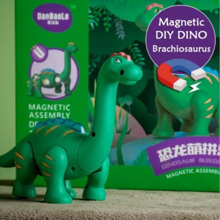 

assembly magnetic dino magnet puzzle dinosaur - hijau muda Murah