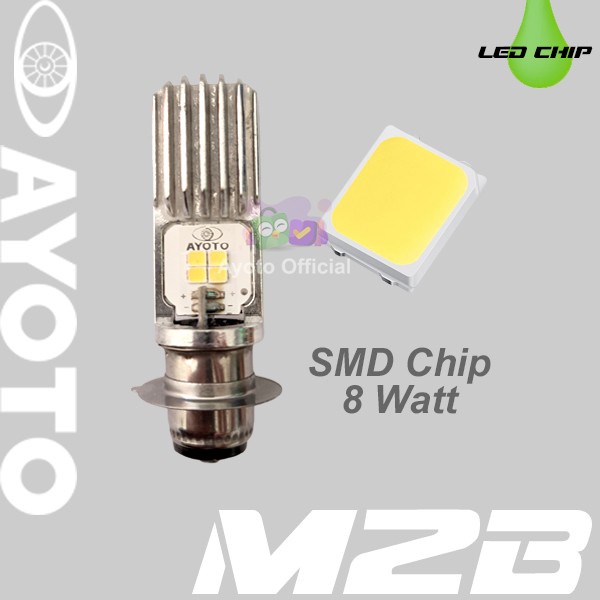 Lampu LED Motor H6 Hi-Lo 8W+8W AC DC AYOTO M2B BEBEK DAN MATIC - Putih/Putih