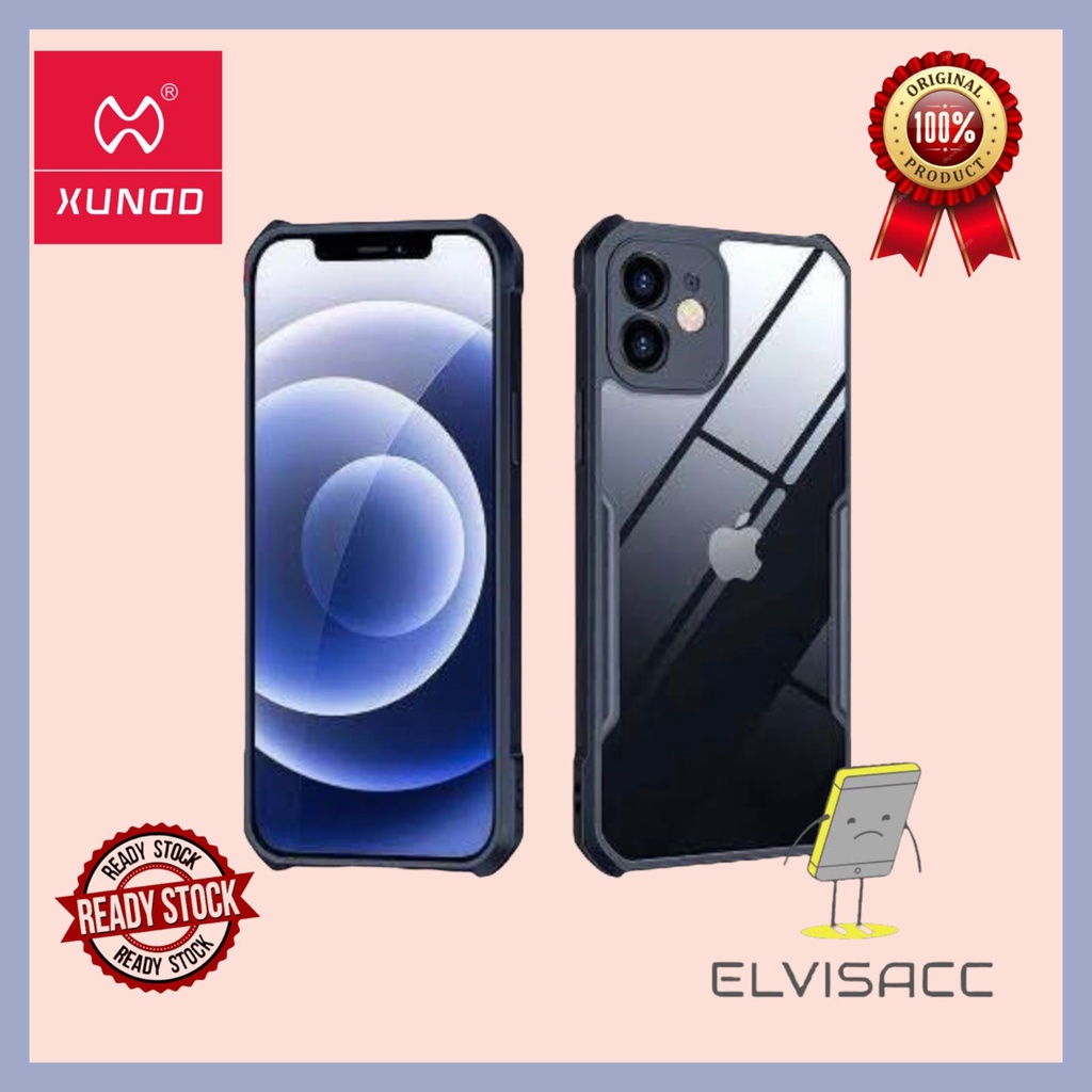 CASE IPHONE 12 / IPHONE 12 MINI / IPHONE 12 PRO / IPHONE 12 PRO MAX XUNDD BEATLE ORIGINAL SOFT HARD CASE HYBRID ARMOR - CLEAR LIST BLACK