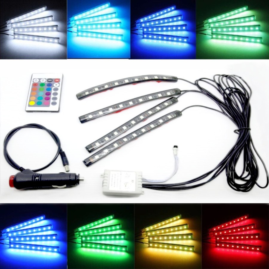 DRL LED Kolong / Lampu Dekorasi Dashboard 16 Warna + Remote RGB ADN.in