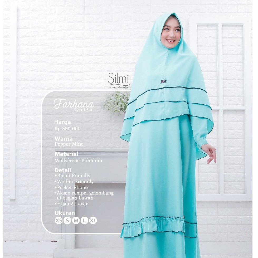 Farhana Dress Gamis Syari + Khimar bahan Tebel Halus Jatuh