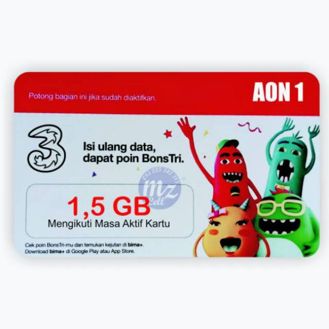 Voucher Tri 1,5 GB (AON1) Kirim Fisik | Shopee Indonesia