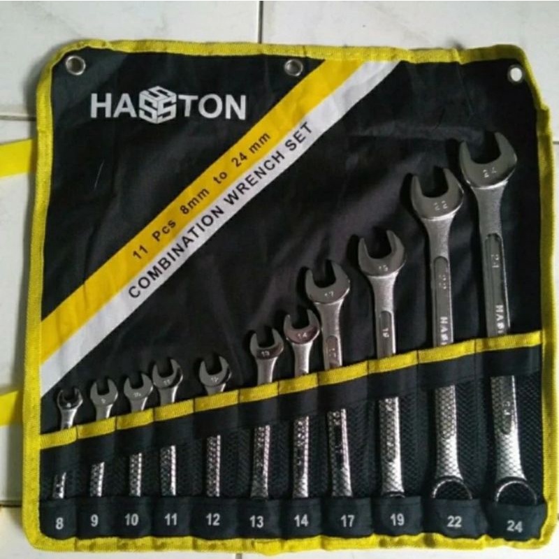 KUNCI RING PAS 11 PCS HASSTON PROHEX 8 - 24 MM COMBINATION WRENCH HASTON 11 PCS 8-24 MM